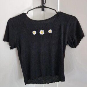 Wild Fable black crop top with daisy embroidery #croptop